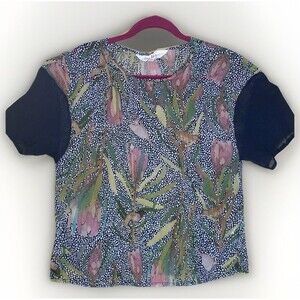 Gorman X Dana Kinter Protea Lightweight Stretch Cotton/Silk Blouse AU 14 US 10